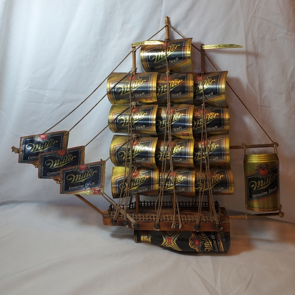 Miller Genuine Draft Vintage Empty Can  Ship Boat Hand Crafted - Picture 1 of 6